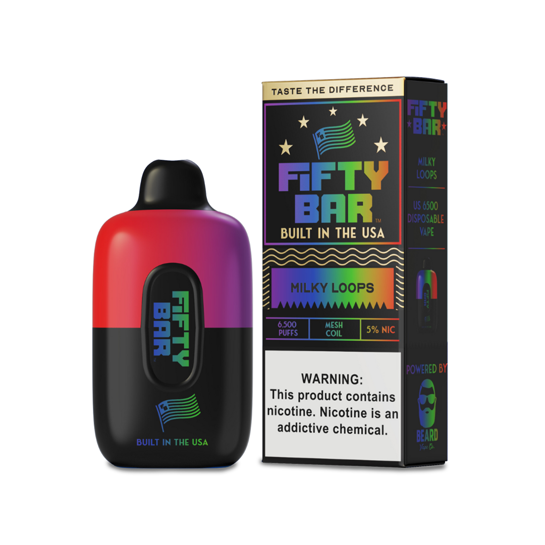Fifty Bar 6500 Disposable Vape Milky Loops  