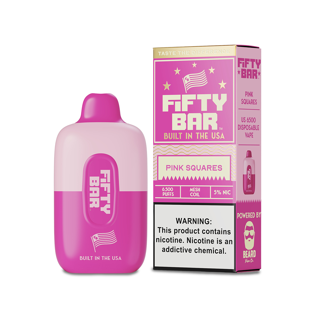Fifty Bar 6500 Disposable Vape Pink Squares  
