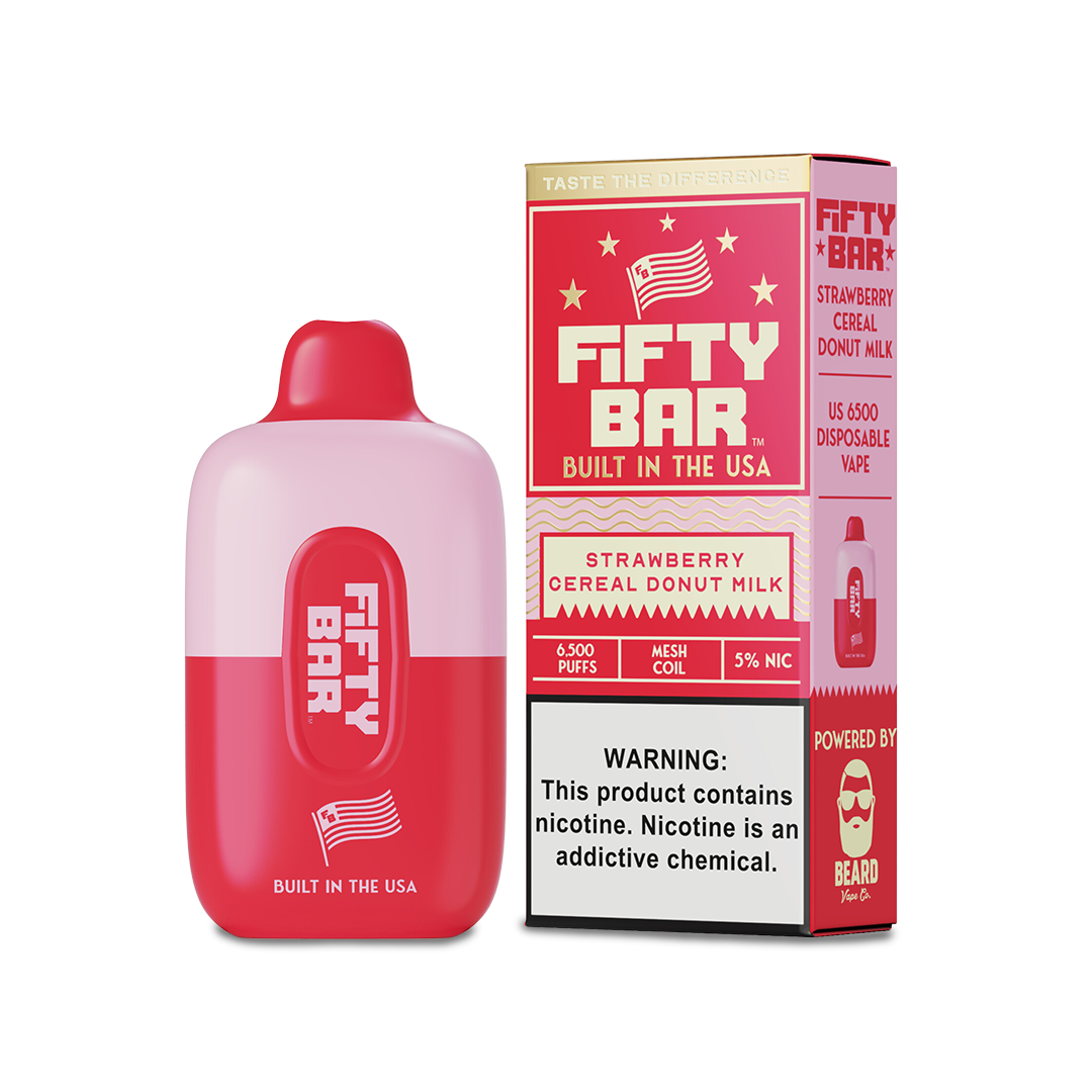 Fifty Bar 6500 Disposable Vape Strawberry Cereal Donut Milk  
