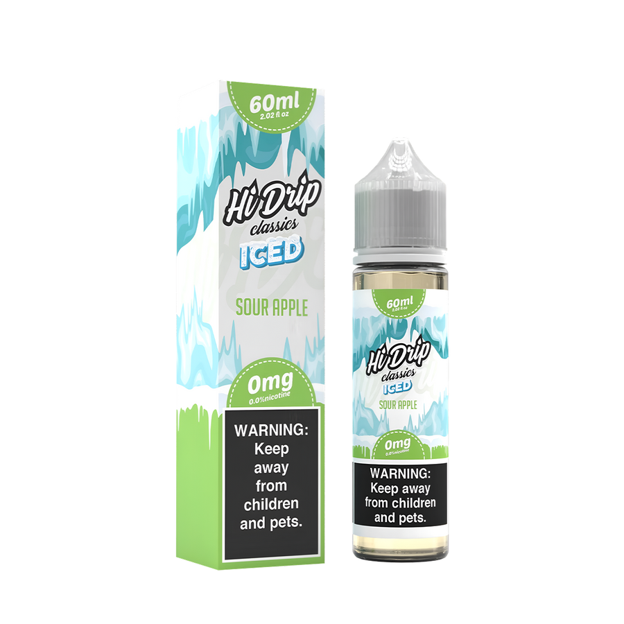 Hi Drip Classics Iced Freebase Vape Juice 0 Mg Sour Apple Iced 
