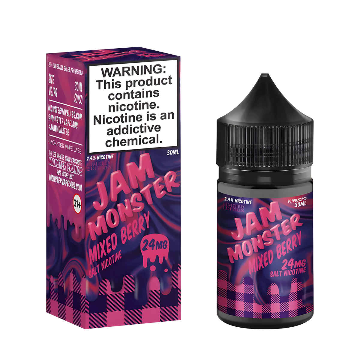 Jam Monster Salt Nicotine Vape Juice 24 Mg 30 Ml Mixed Berry