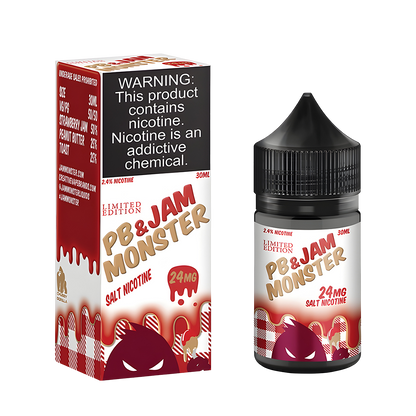Jam Monster Salt Nicotine Vape Juice 24 Mg PB & Strawberry 