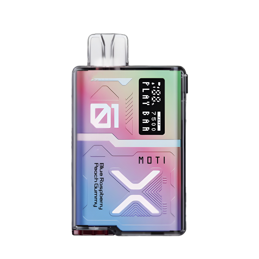 MOTI Play Bar 7500 Disposable Vape Blue Raspberry Peach Gummy  