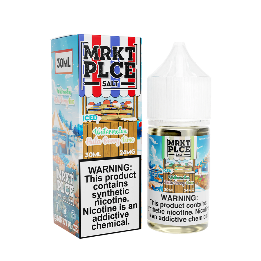 MRKT PLCE Salt Nicotine Vape Juice 24 Mg Iced Watermelon Hula Berry Lime 