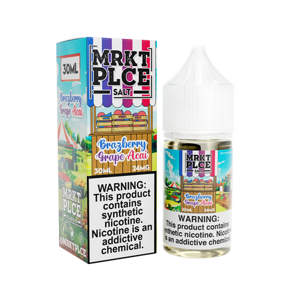 MRKT PLCE Salt Nicotine Vape Juice 24 Mg Brazberry Grape Acai 