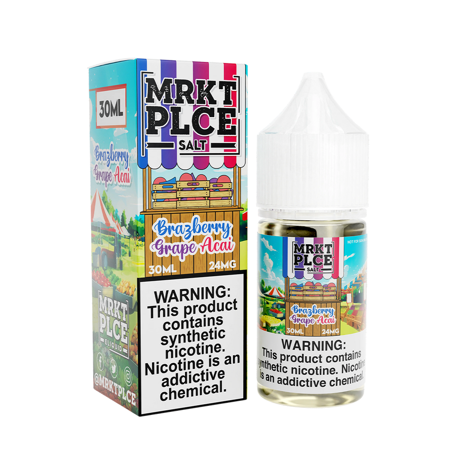 MRKT PLCE Salt Nicotine Vape Juice 24 Mg Brazberry Grape Acai 