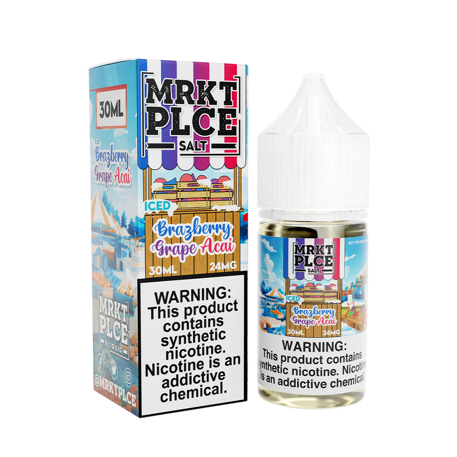 MRKT PLCE Salt Nicotine Vape Juice 24 Mg Iced Brazberry Grape Acai 
