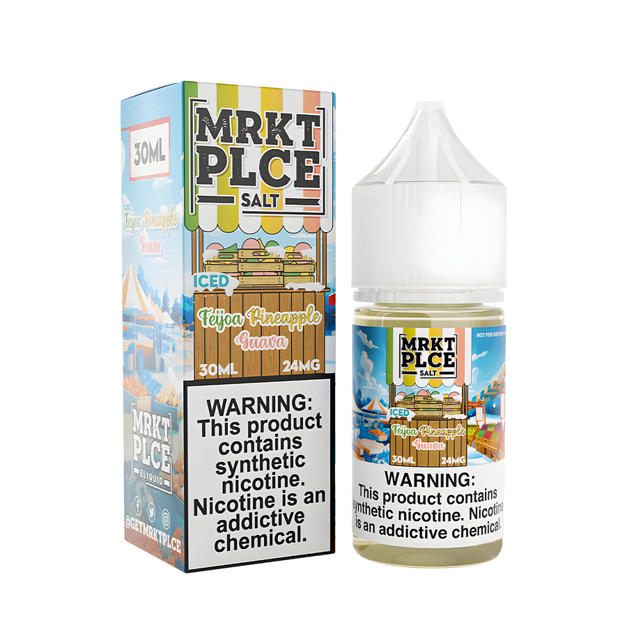 MRKT PLCE Salt Nicotine Vape Juice 24 Mg Iced Feijoa Pineapple Guava 