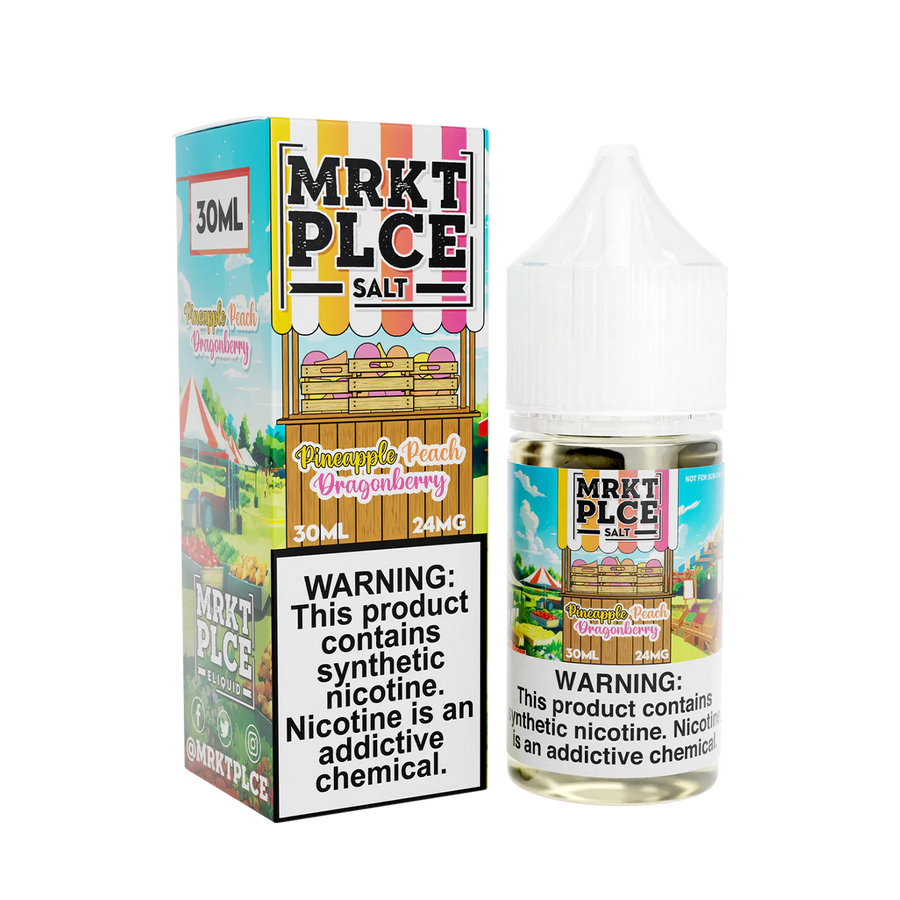 MRKT PLCE Salt Nicotine Vape Juice 24 Mg Pineapple Peach Dragonberry 