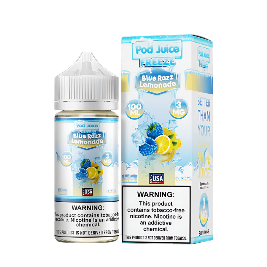 Pod Juice Freeze Freebase Vape Juice 0 Mg Blue Razz Lemonade Freeze 