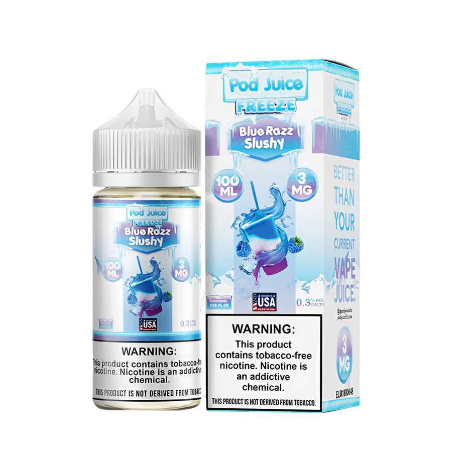 Pod Juice Freeze Freebase Vape Juice 0 Mg Blue Razz Slushy Freeze 