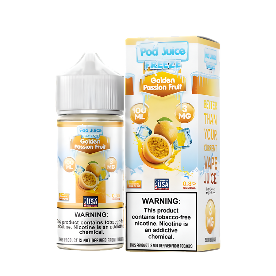 Pod Juice Freeze Freebase Vape Juice 0 Mg Golden Passion Fruit Freeze 