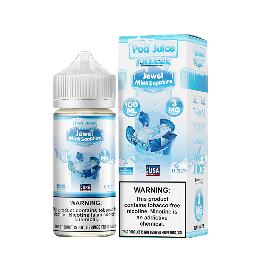 Pod Juice Freeze Freebase Vape Juice 0 Mg Jewel Mint Sapphire Freeze 