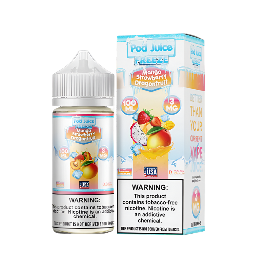 Pod Juice Freeze Freebase Vape Juice 0 Mg Mango Strawberry Dragonfruit Freeze 