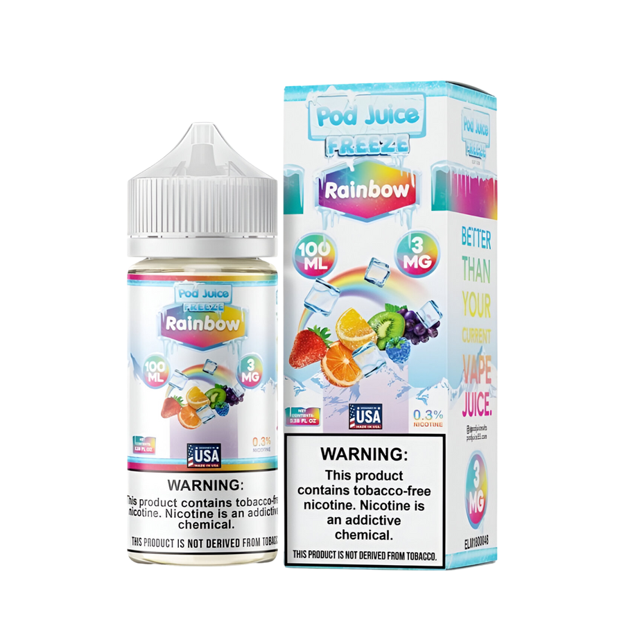 Pod Juice Freeze Freebase Vape Juice 0 Mg Rainbow Freeze 