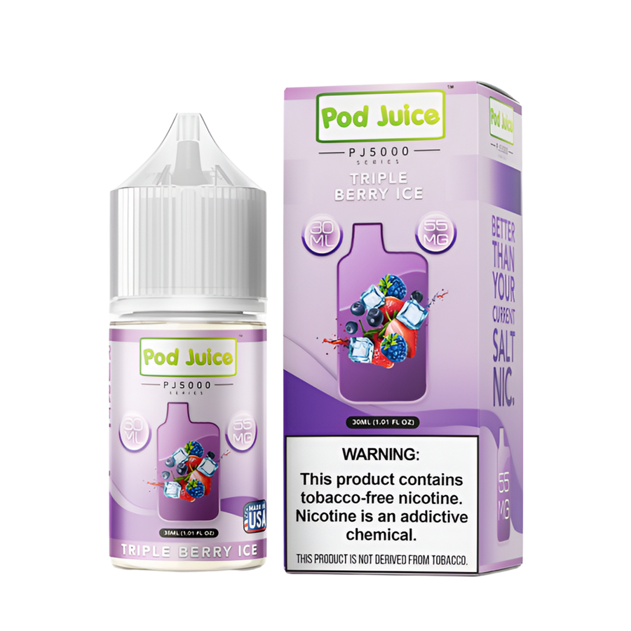 Pod Juice PJ5000 Salt Nicotine Vape Juice 35 Mg Triple Berry Ice 