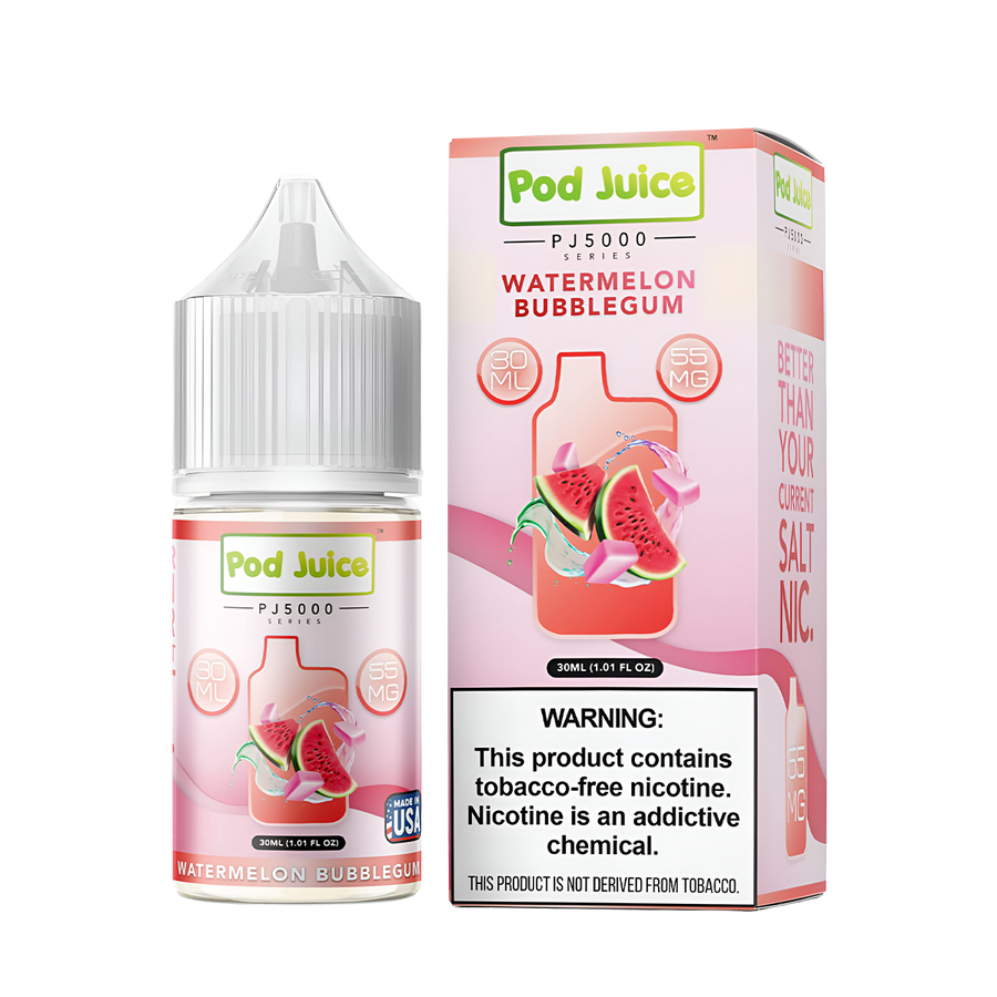 Pod Juice PJ5000 Salt Nicotine Vape Juice 35 Mg Watermelon Bubblegum 