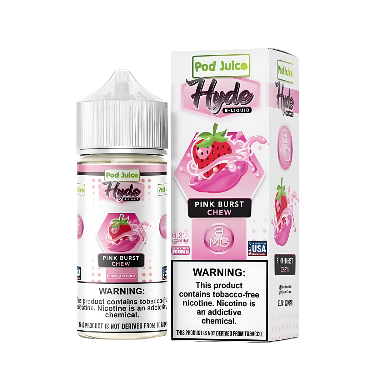 Pod Juice ☓ Hyde Freebase Vape Juice 0 Mg 100 Ml Pink Burst Chew