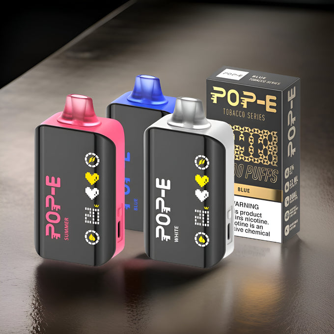 Pop-E 24K Disposable Vape| 2.1" LED Screen, Adjustable Power Pop-E 24K Disposable Vape| 2.1" LED Screen, Adjustable Power