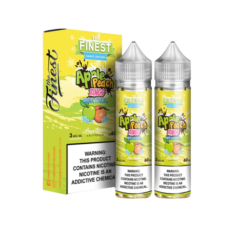 Finest Candy Edition Menthol Freebase Vape Juice 0 Mg Apple Peach Rings Menthol 