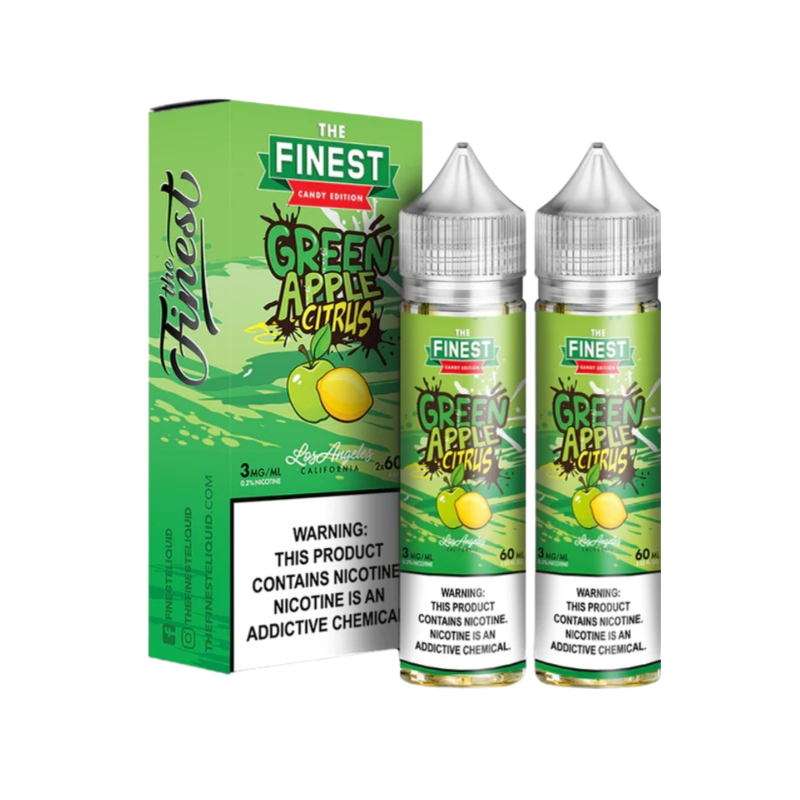 Finest Candy Edition Freebase Vape Juice 0 Mg Green Apple Citrus 