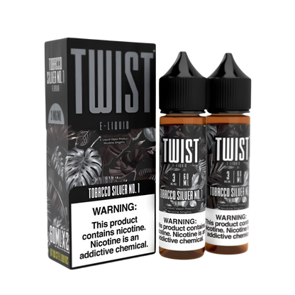 Twist eLiquid Freebase 120mL (2x60mL) Vape Juice 0 Mg Tobacco Silver No.1