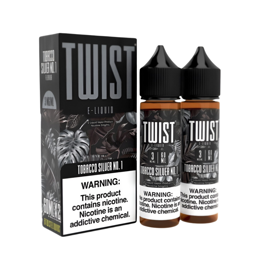 Twist eLiquid Freebase 120mL (2x60mL) Vape Juice 0 Mg Tobacco Silver No.1